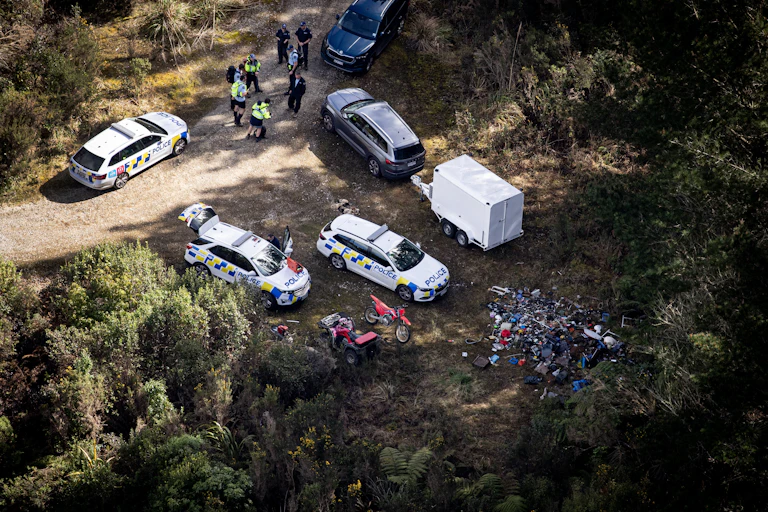 An aerial view of one of the campsites Tom Phillips and his children had been hiding for the last four years.