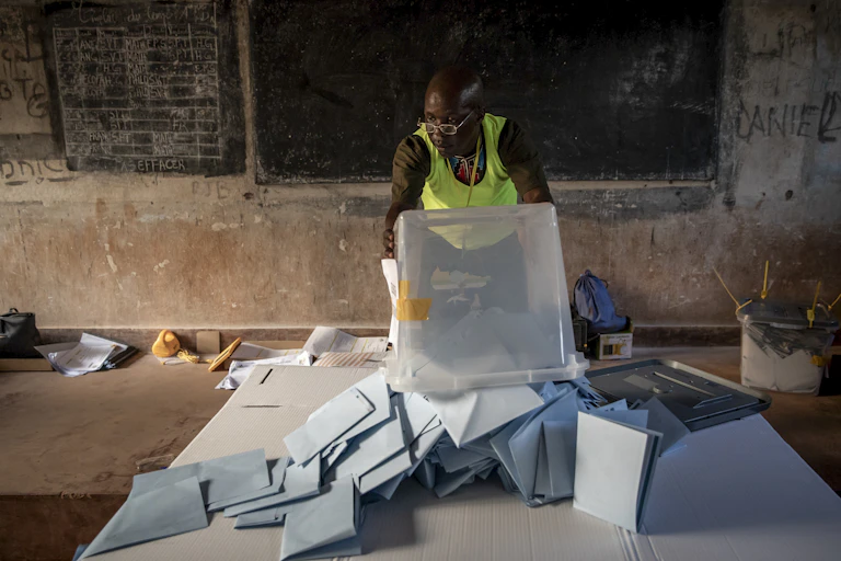 A man counts votes