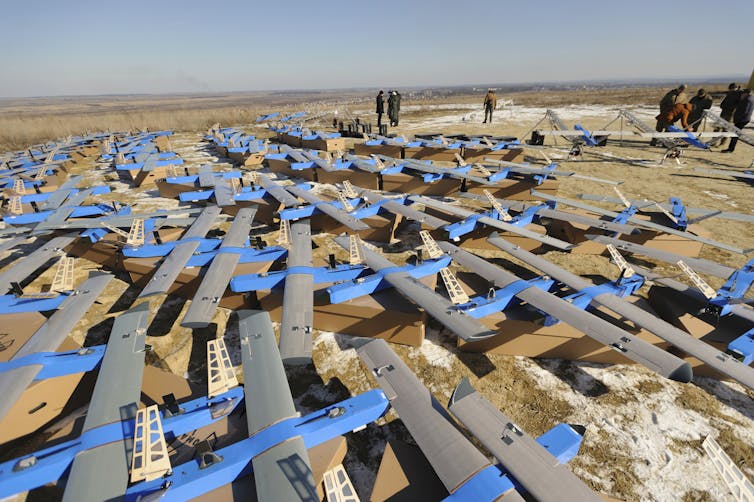 El campo del dron del interceptor.