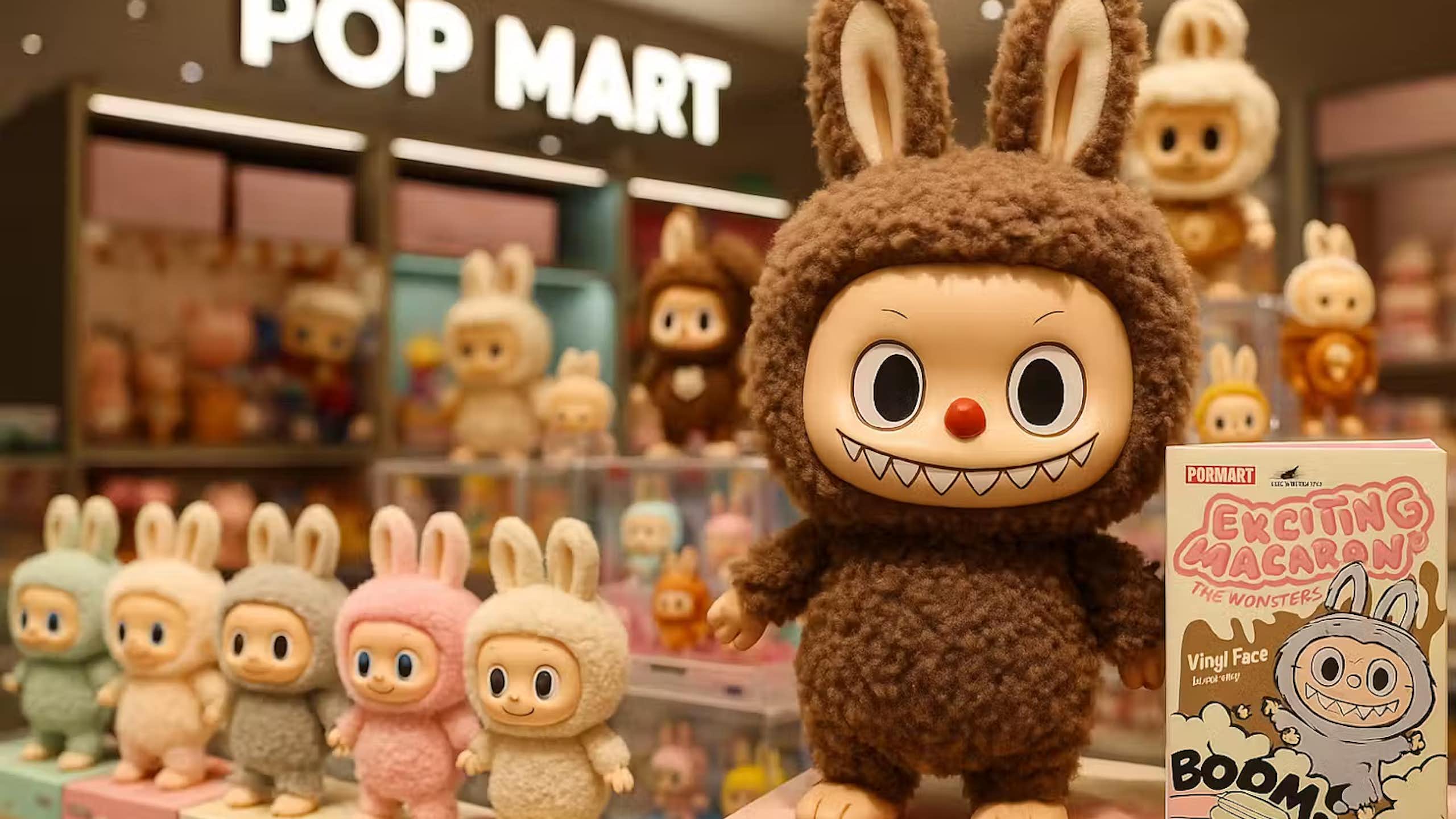 Des labubus exposés dans un centre commercial de Kuala Lumpur (Malaisie).