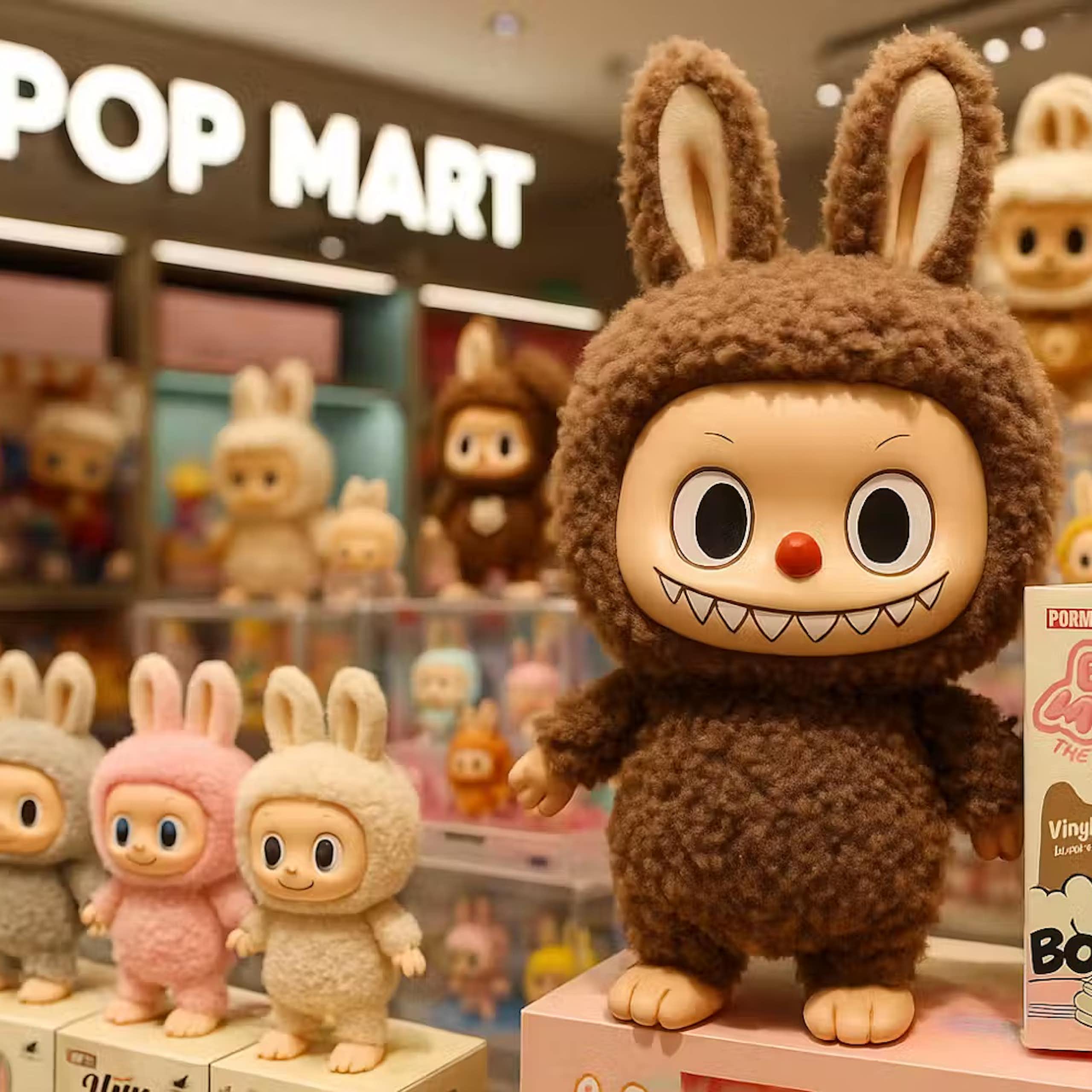 Des labubus exposés dans un centre commercial de Kuala Lumpur (Malaisie).