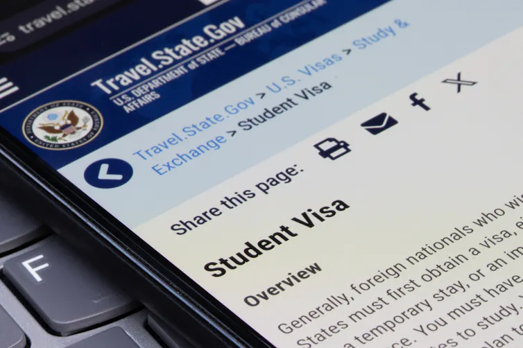 Page web du département d’État des États-Unis consacrée aux visas étudiants