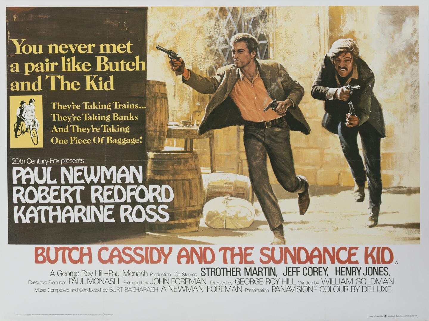 a poster for George Roy Hill's 1969 biopic Butch Cassidy and the Sundance Kid.