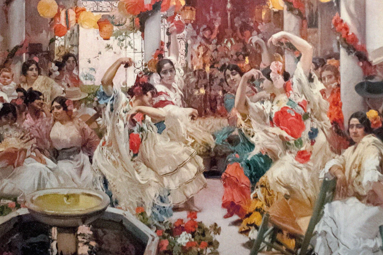 Pintura de unas bailaoras en una taberna.