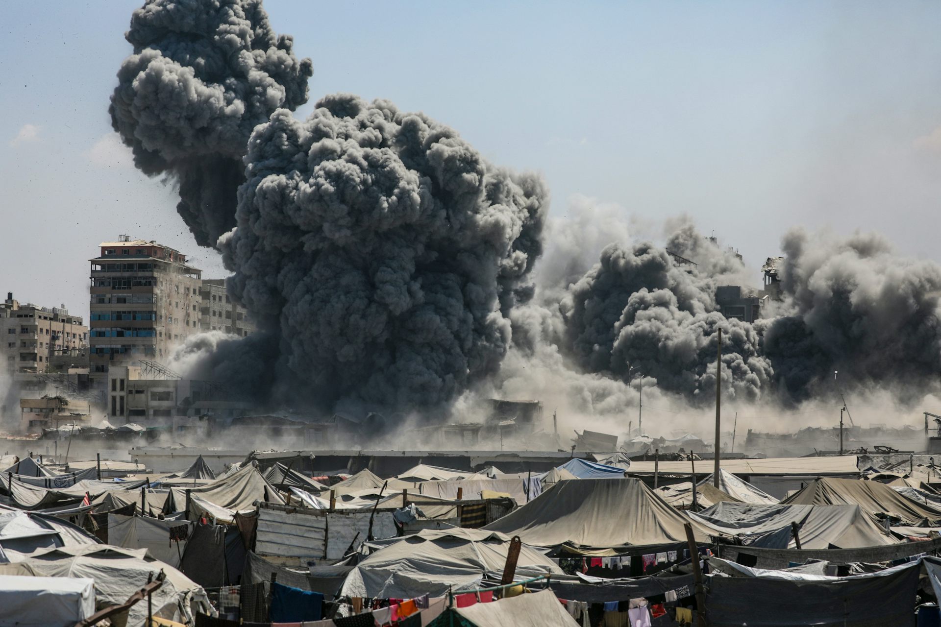 Smoke rises following an Israeli airstrike in Gaza City.