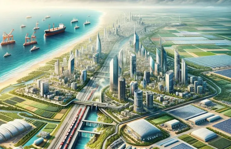 Artists impression of the Gaza Reconstitution, Economic Acceleration and Transformation plan.