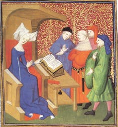 Christine de Pizan donnant une conférence