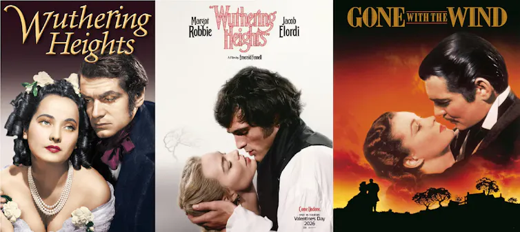 Tres carteles que muestran un mismo tipo de abrazo en su diseño gráfico.