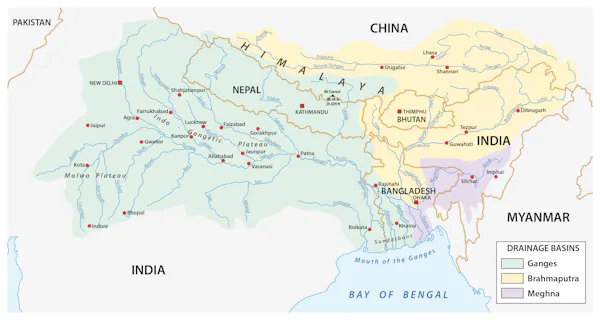 Map of Ganges Delta.