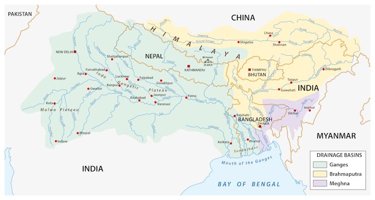Map of Ganges Delta.