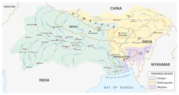 Map of Ganges Delta.