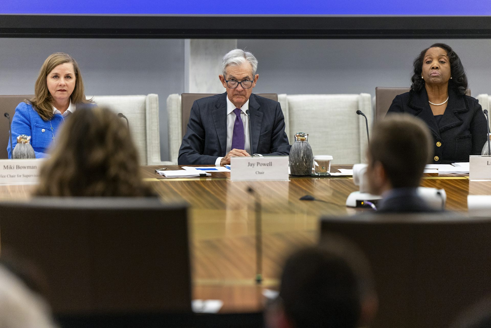 Federal reserve chair Jerome Powell and governor Lisa Cook. 