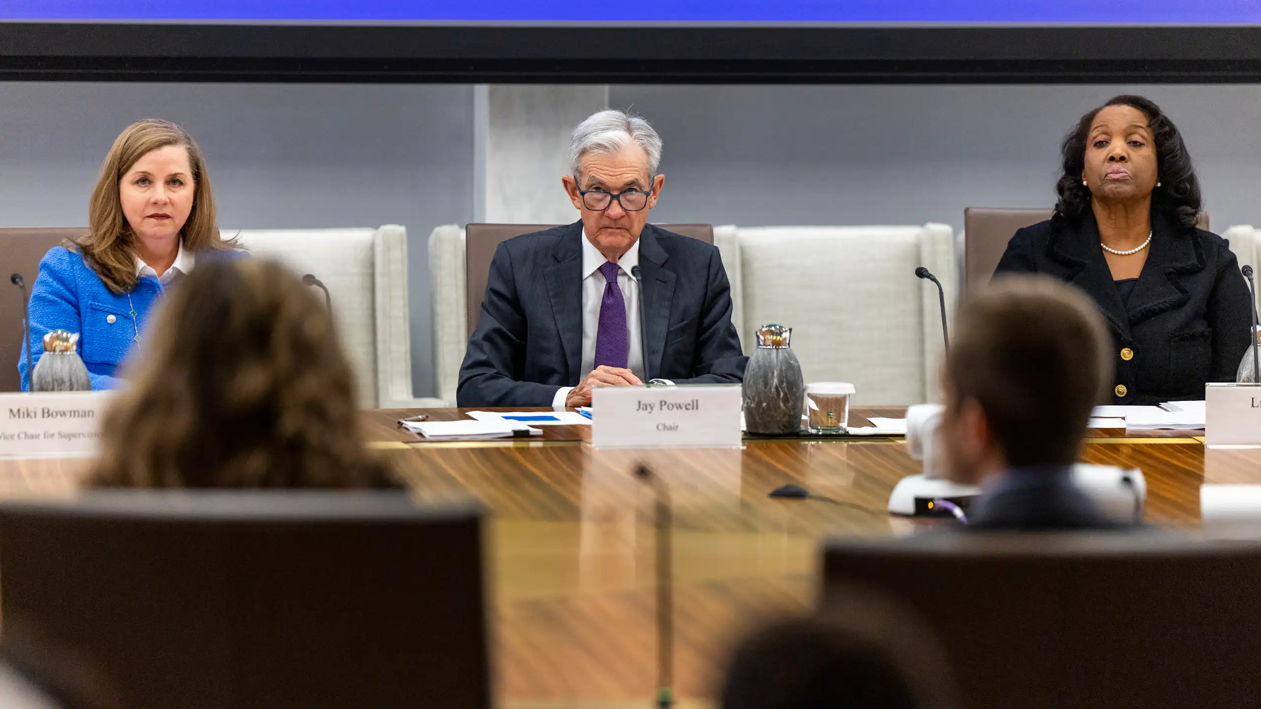 Federal reserve chair Jerome Powell and governor Lisa Cook.