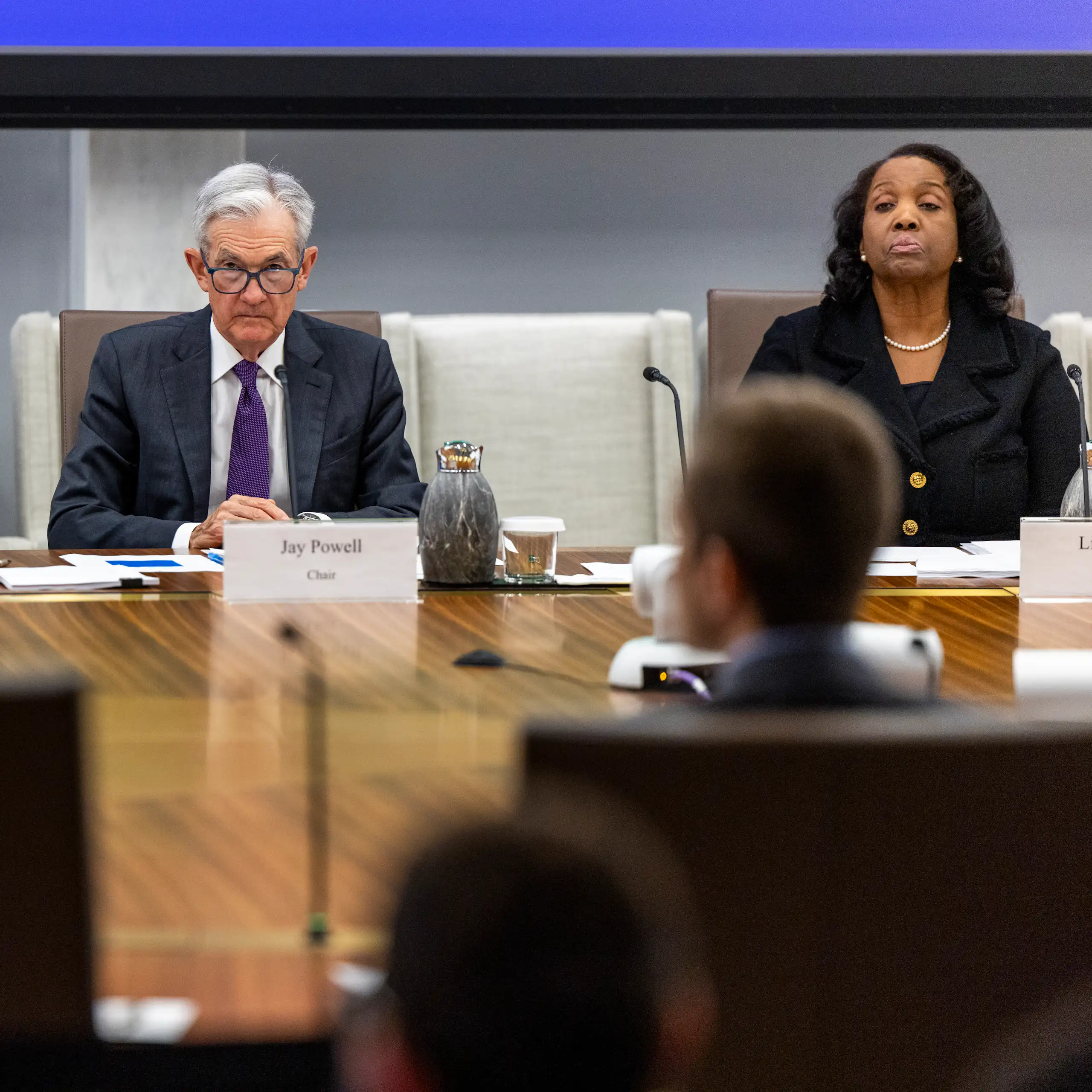 Federal reserve chair Jerome Powell and governor Lisa Cook.