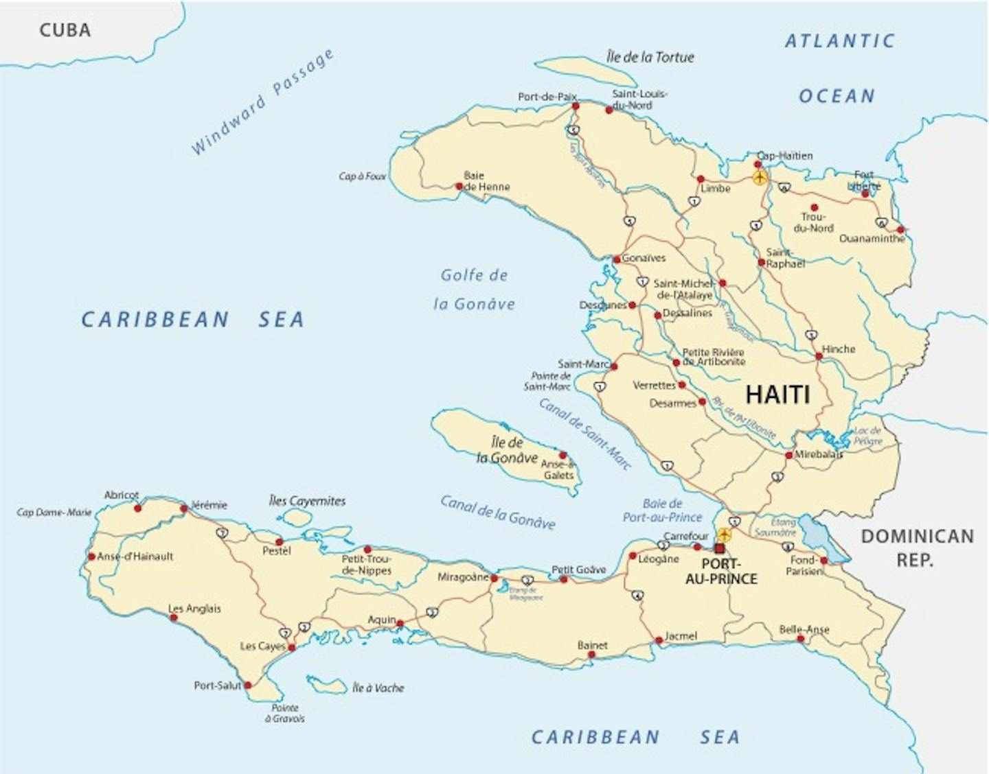 A map of Haiti.