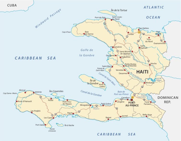 A map of Haiti.