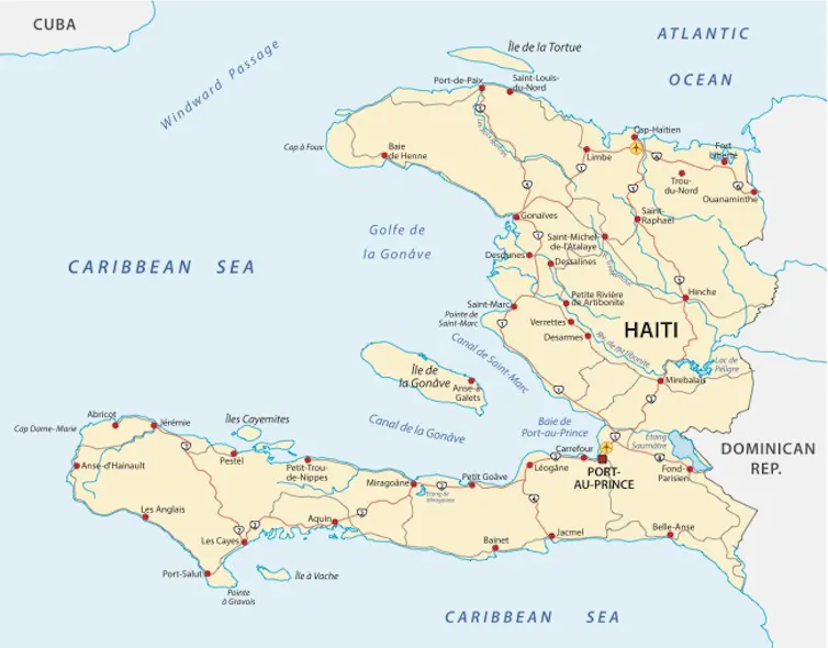 A map of Haiti.