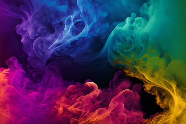Plumes of different coloured smoke.
