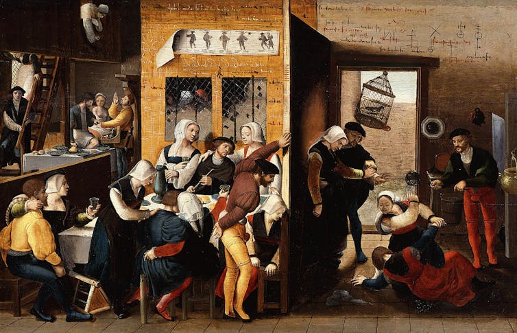 Pintura con una escena del burdel.