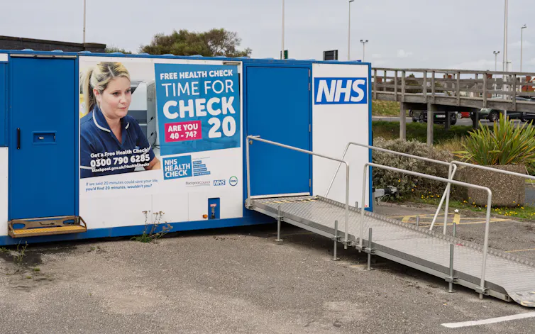 an nhs mobile screening hut.