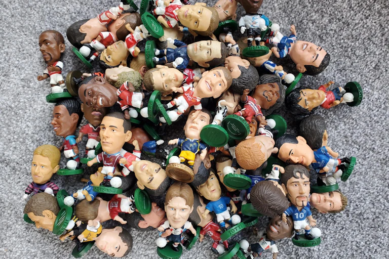 A pile of football figurines