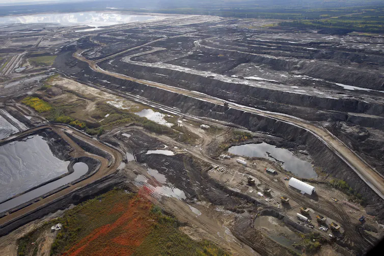 an aerial view of a mining facility