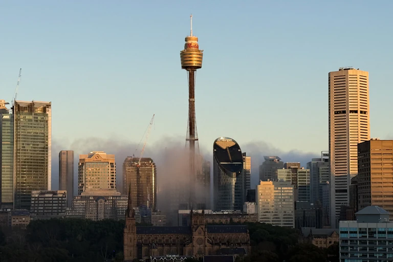 Fog covers the CBD in Sydney, Tuesday, August 5, 2025.