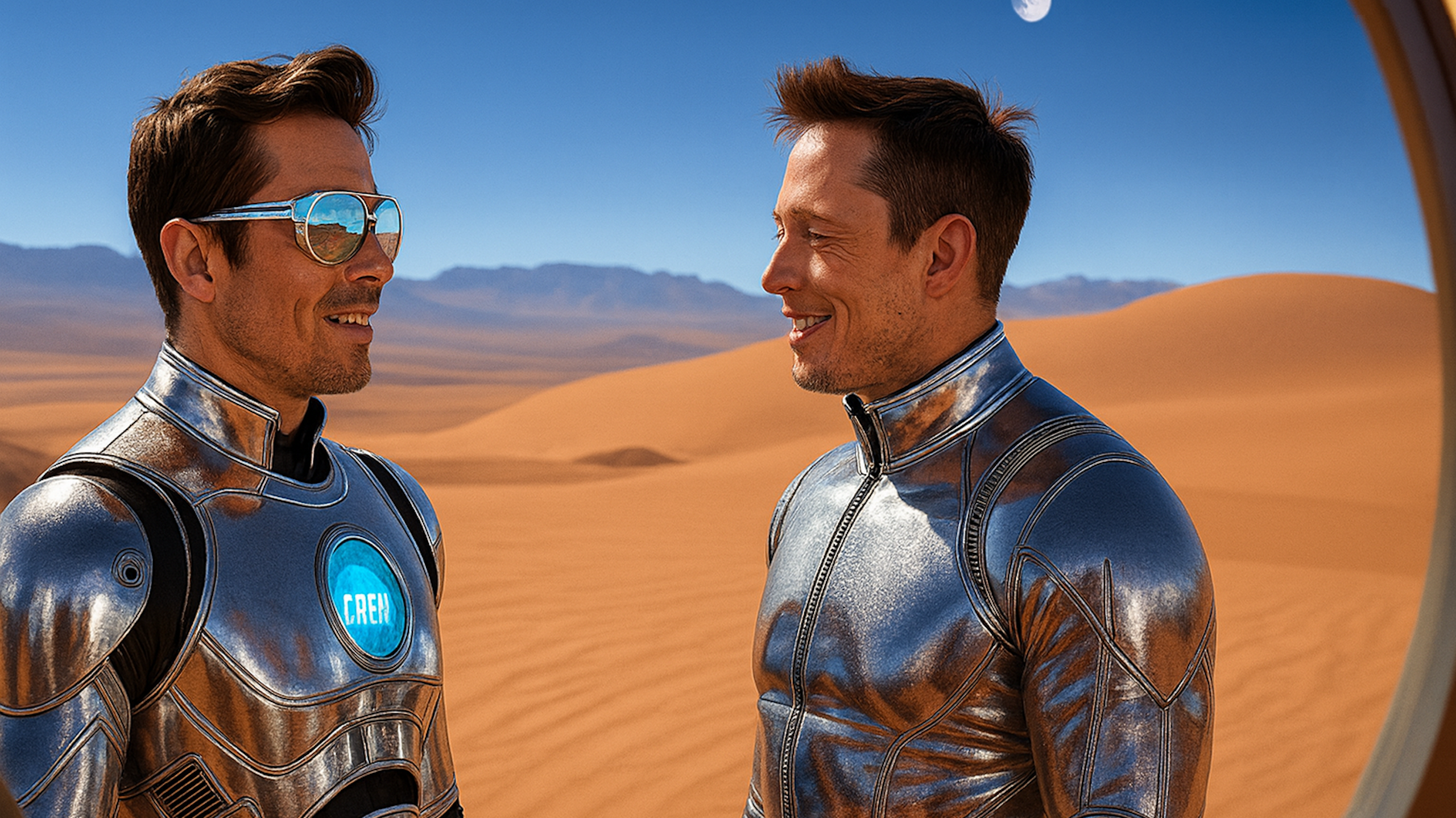 Deux hommes sur Mars se regardent