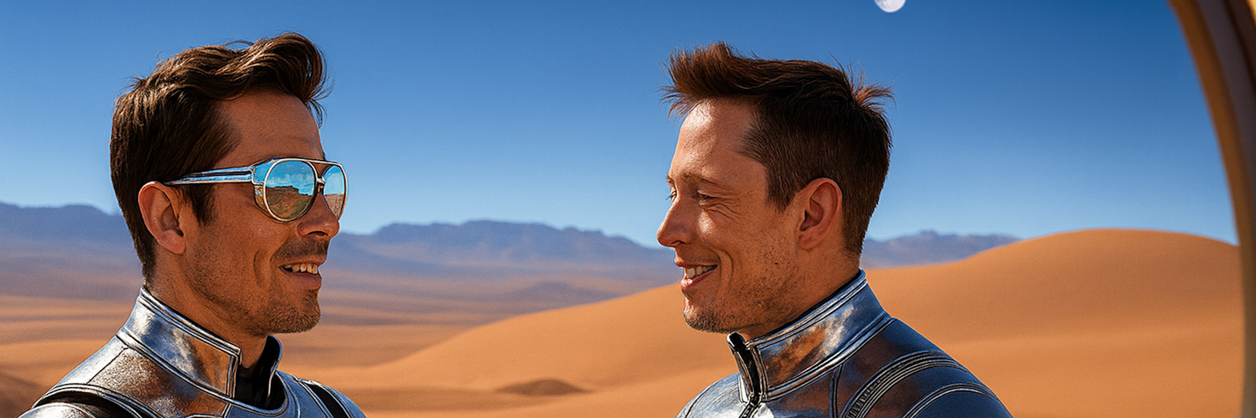 Deux hommes sur Mars se regardent