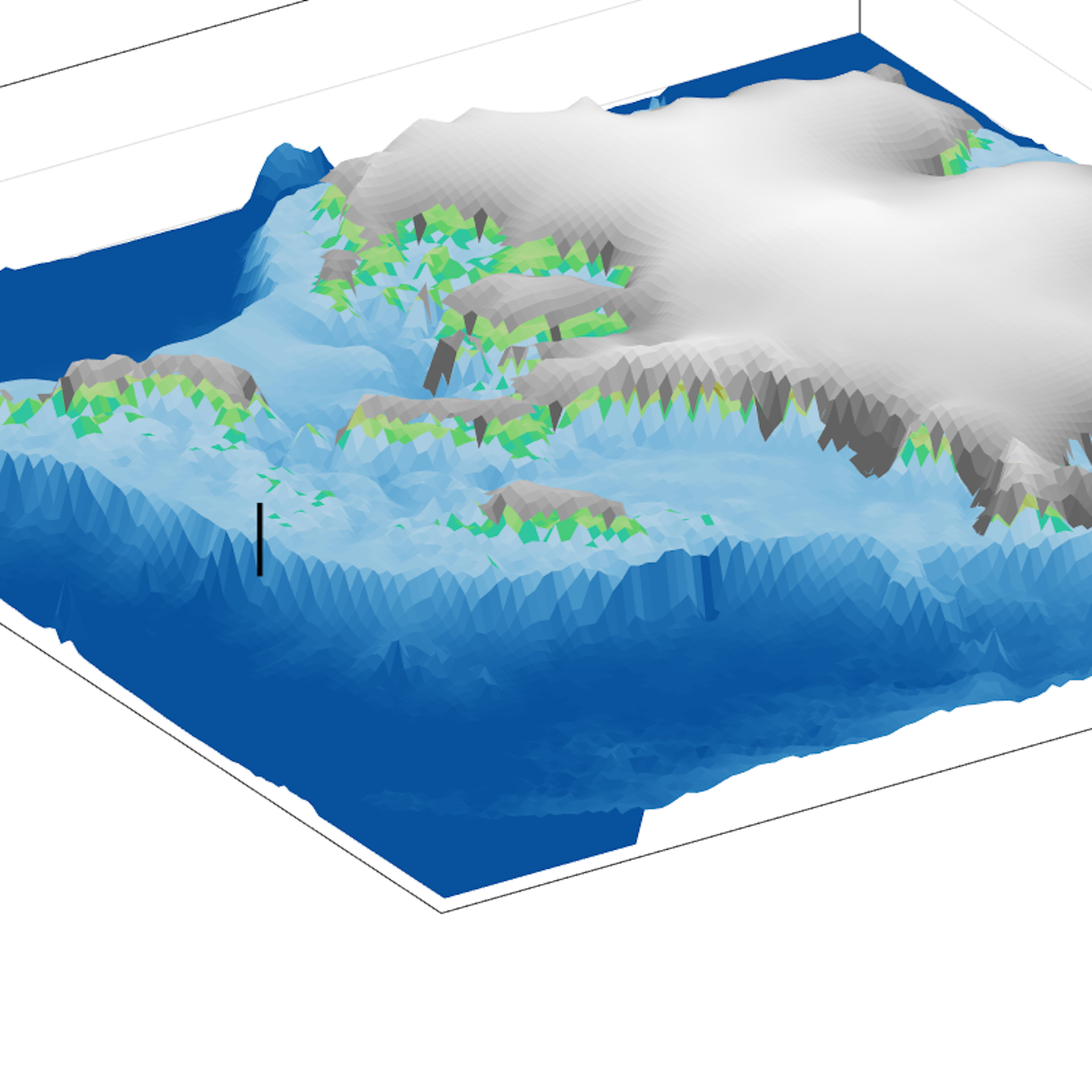 A graphic shows the outline of the modern area of the Antarctic continent, most of which is not covered by ice.
