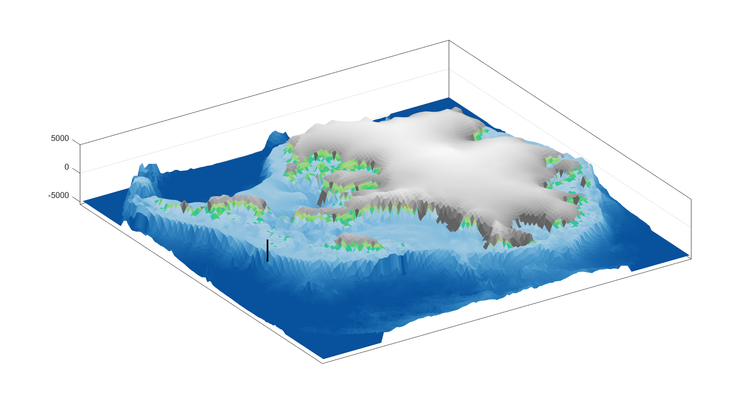 A graphic shows the outline of the modern area of the Antarctic continent, most of which is not covered by ice.