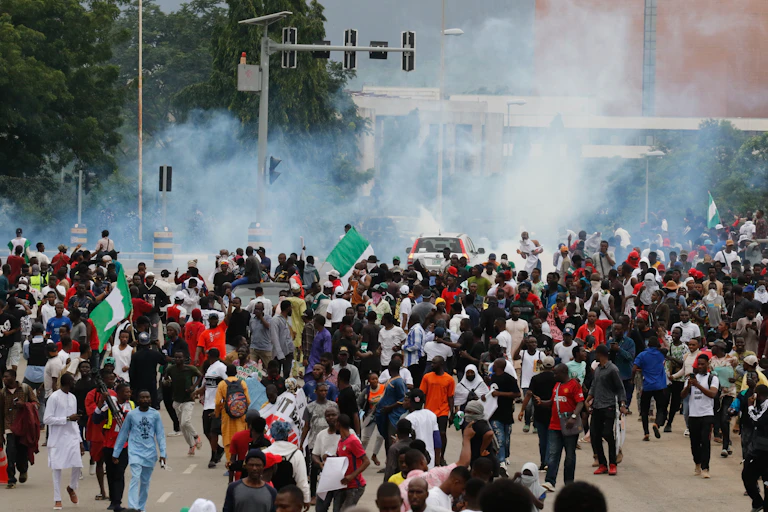 A group of people protesting
