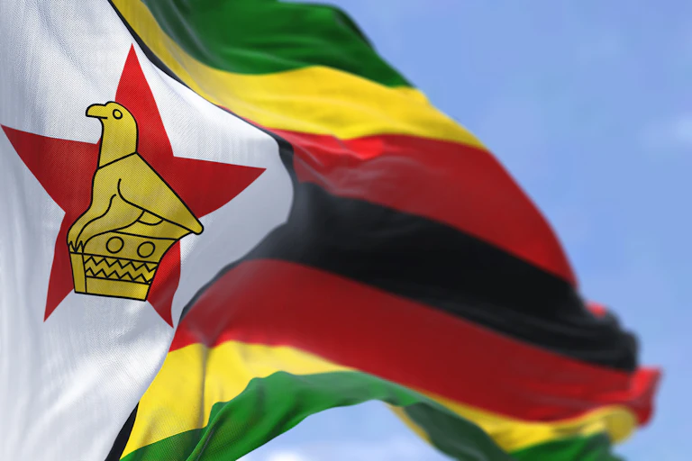 Green, yellow, red, white, black flag