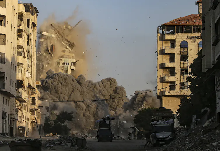 Smoke rises in Gaza City following an Israeli airstrike.