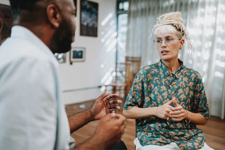 Person with a hidden disability is interviewed by a disability services assessor