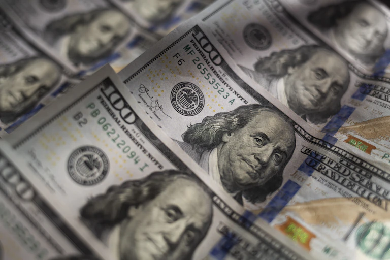 US hundred dollar bills