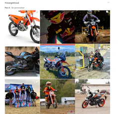 Diferentes fotos de usuarios de Instagram con motos naranjas.