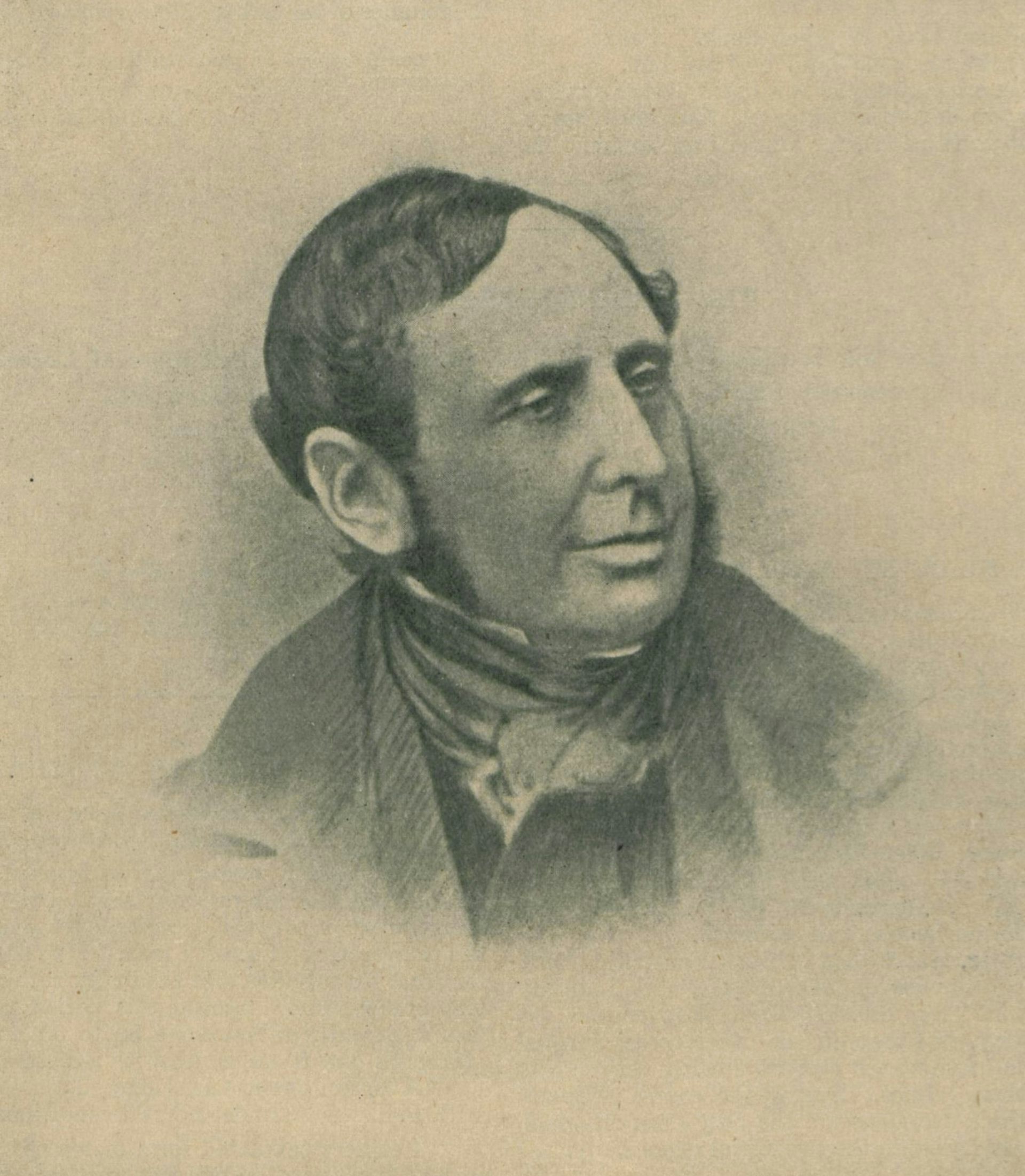 A sepia drawn image of a gentleman in the 19th century.