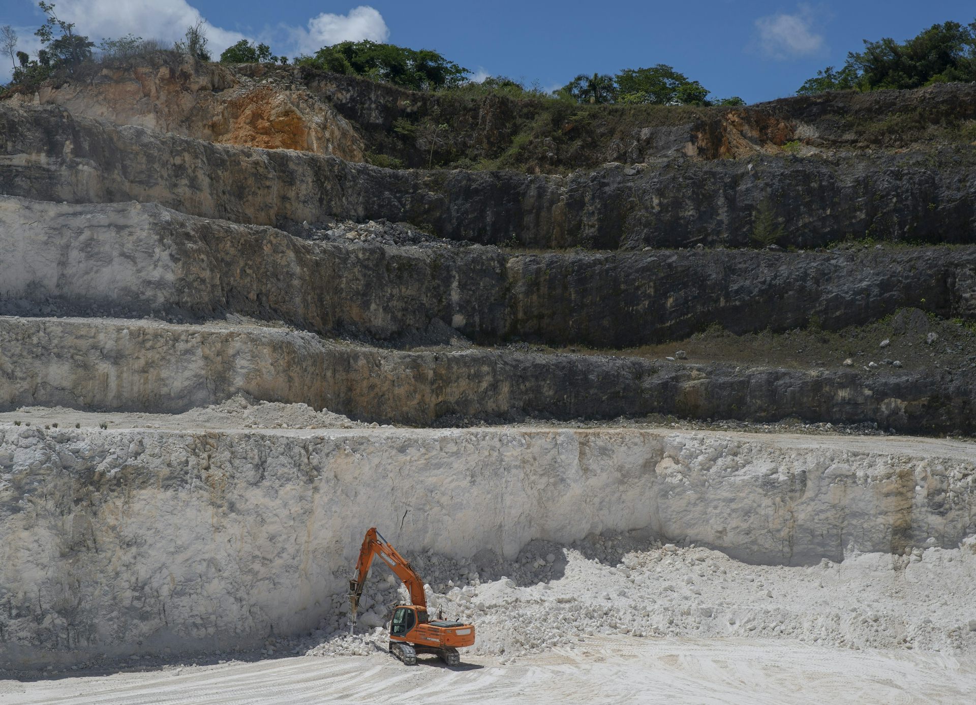 An excavating machine works in a mine.