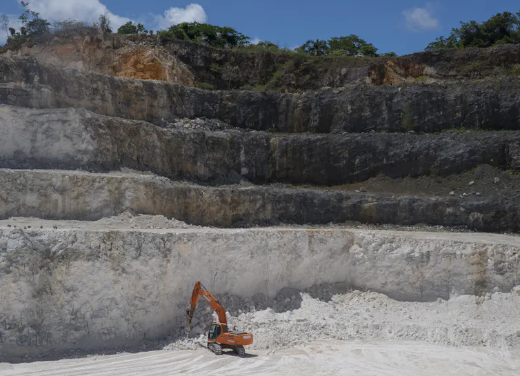 An excavating machine works in a mine.