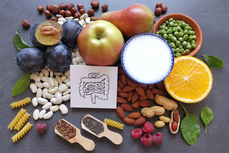 Fruit, beans, seeds and yoghurt