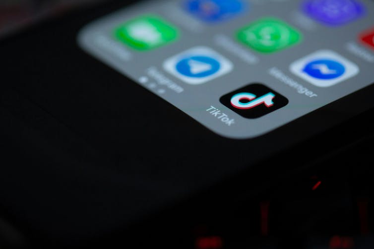 a screen showing app icons, including TikTok's