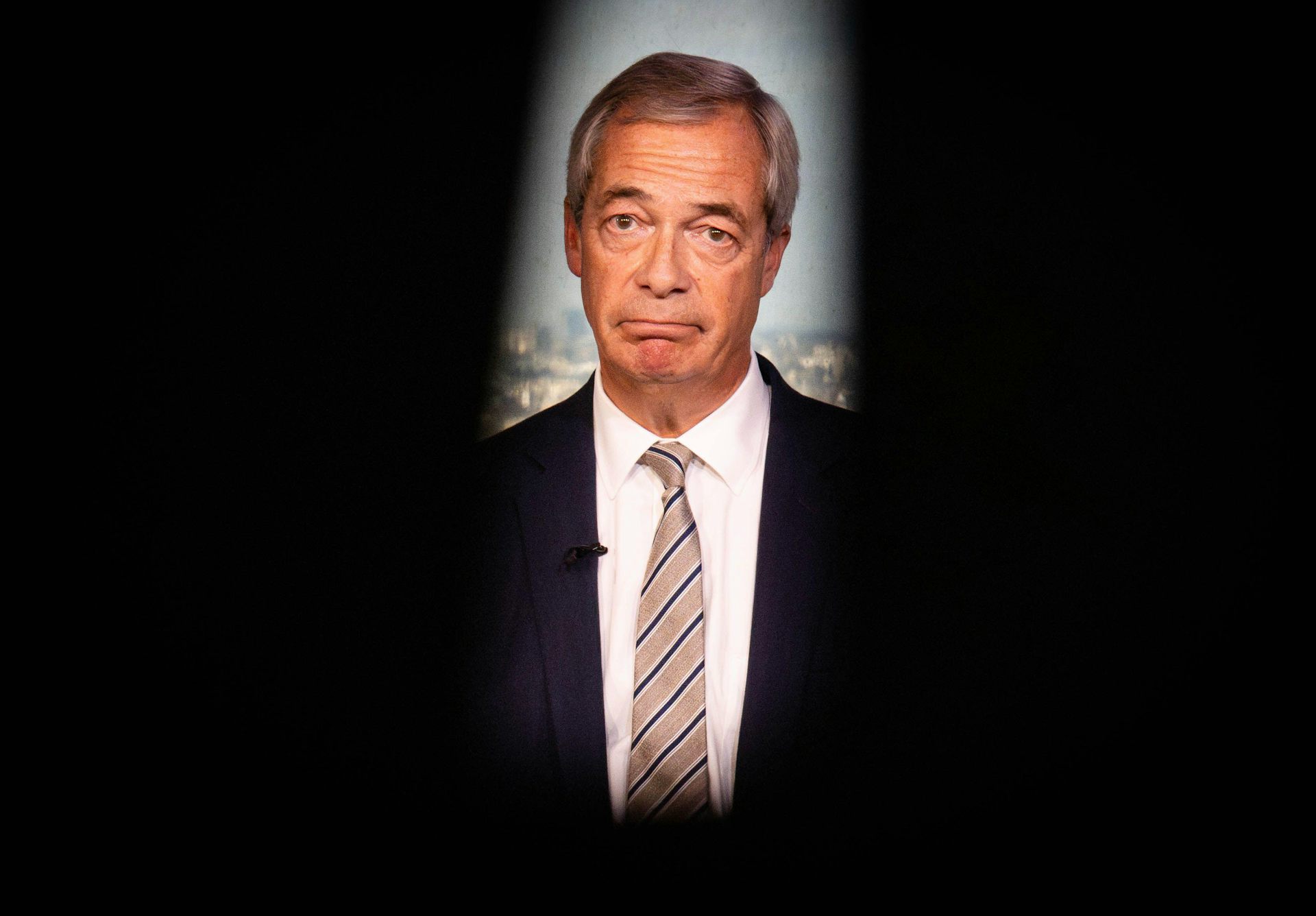 Nigel Farage frowning.