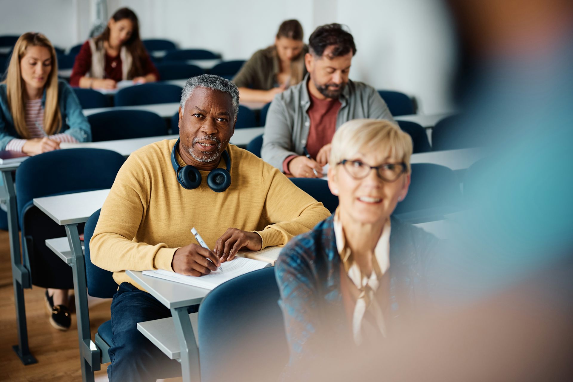 Older adults in class