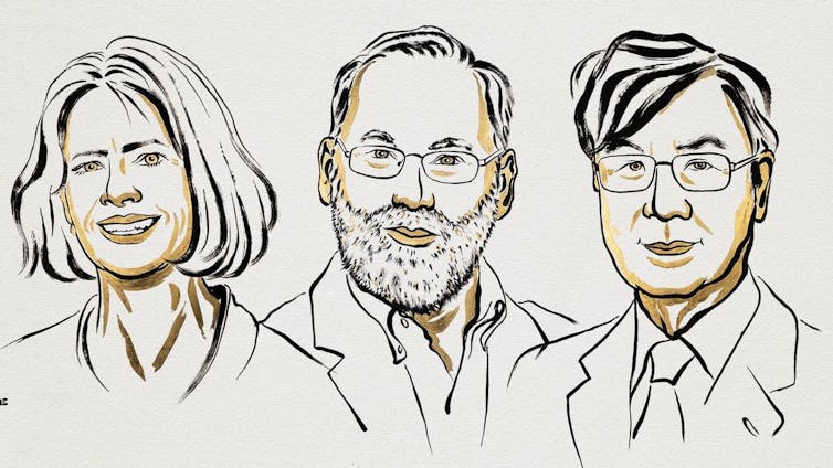 Dibujo de una mujer y dos hombres