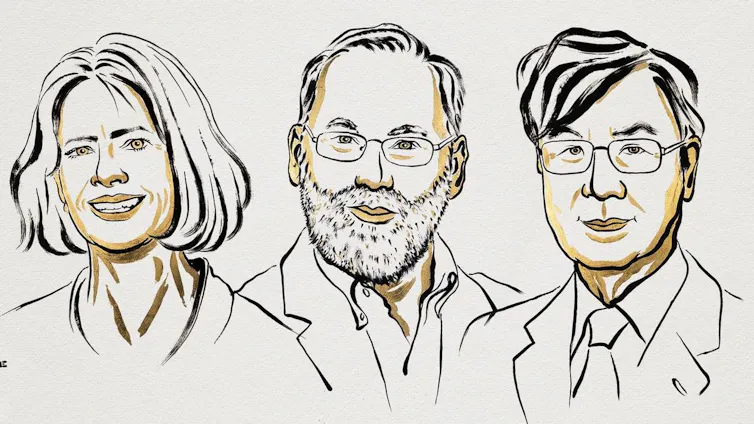 Dibujo de una mujer y dos hombres