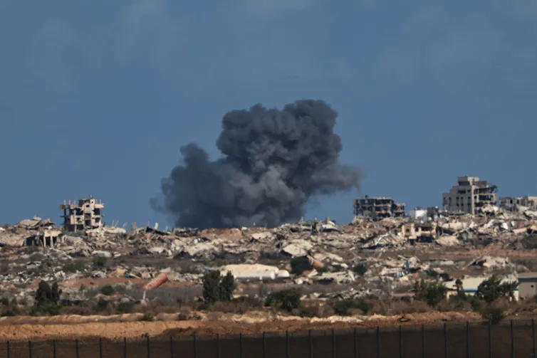 An Israeli strike on GAza city, October 6 2025.