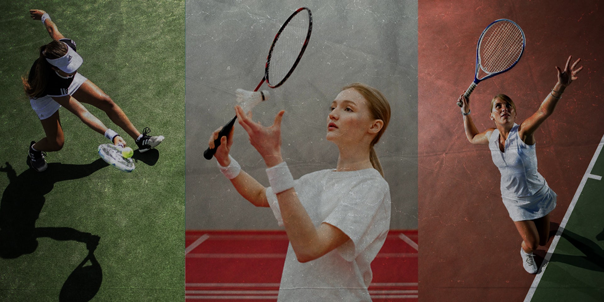 Ilustrasi olahraga raket: Padel, Bulutangkis dan Tenis.