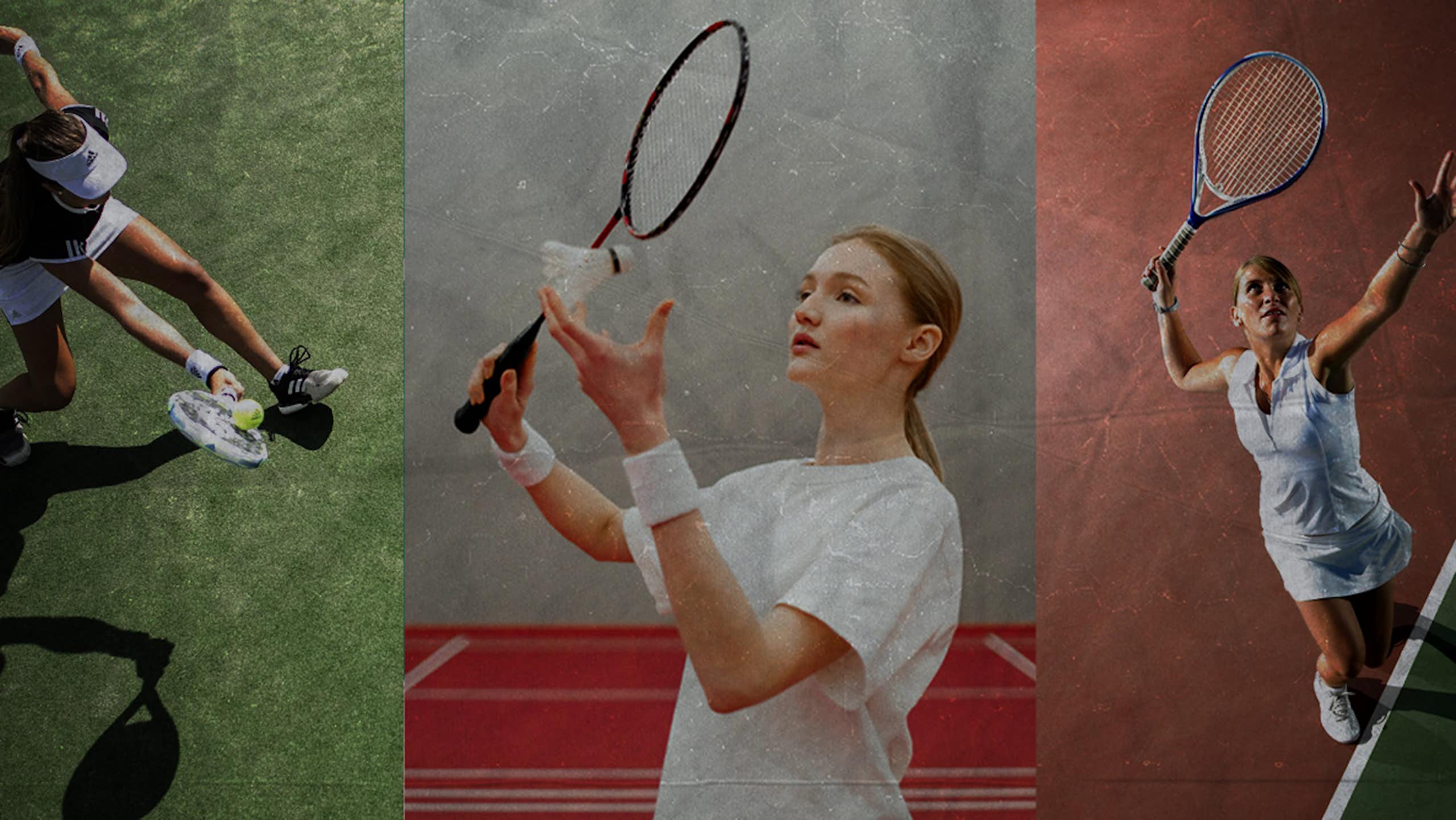 Ilustrasi olahraga raket: Padel, Bulutangkis dan Tenis.