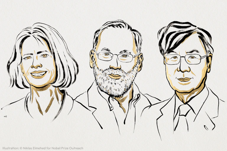 Portraits of the Nobel prize winners: Mary E. Brunkow, Fred Ramsdell and Shimon Sakaguchi.